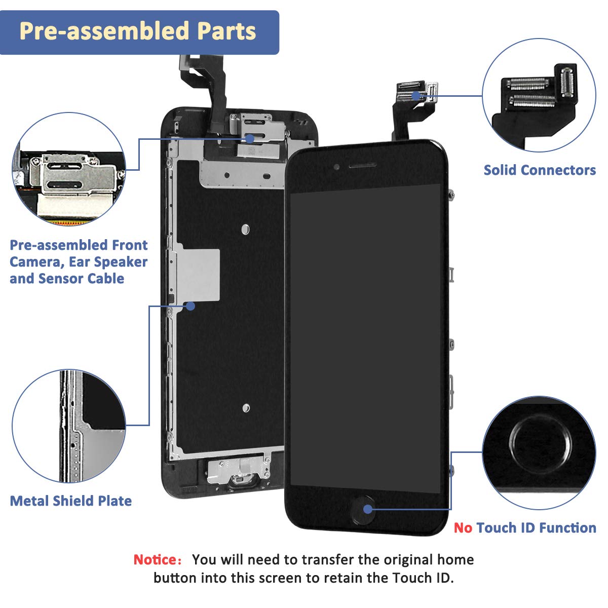 Yodoit for iPhone 6S LCD Display and Digitizer Assembly Glass
